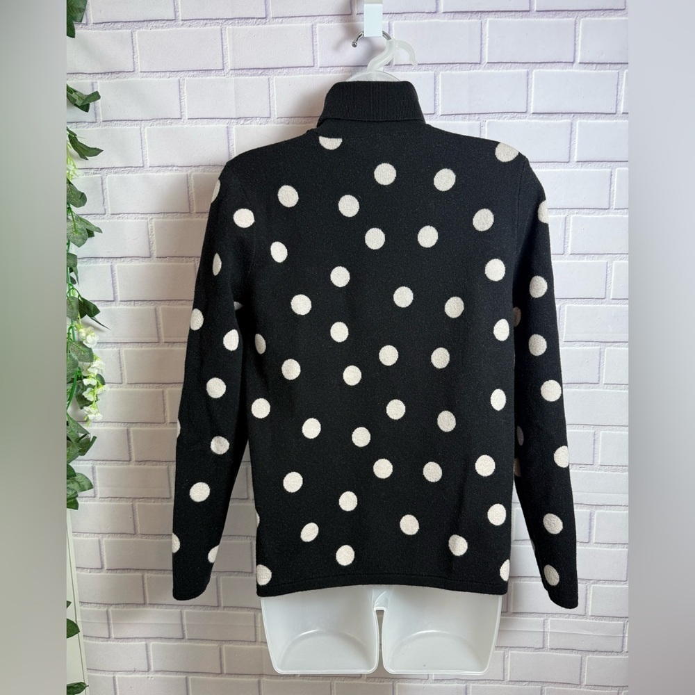 Ann Taylor Black & White Polka Dot Turtleneck Sweater Sz L Soft Knit Classic - Picture 8 of 12
